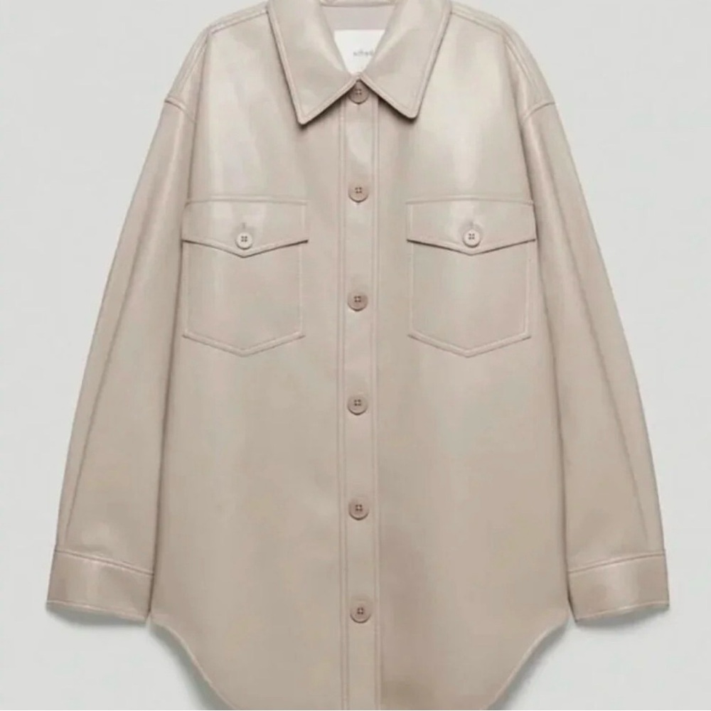 Aritzia Cream Leather Shacket